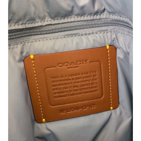 Coach Pillow Large Tote Bag CP152 Iris Quilted In Slate Blue Nylon Purse - Picture 15 of 16